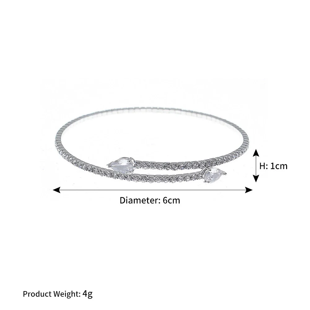 Jewelry Open Elastic Bracelet Rhinestone Highgrade Zircon Set With Diamonds Sweet Geometric Style - Image 6
