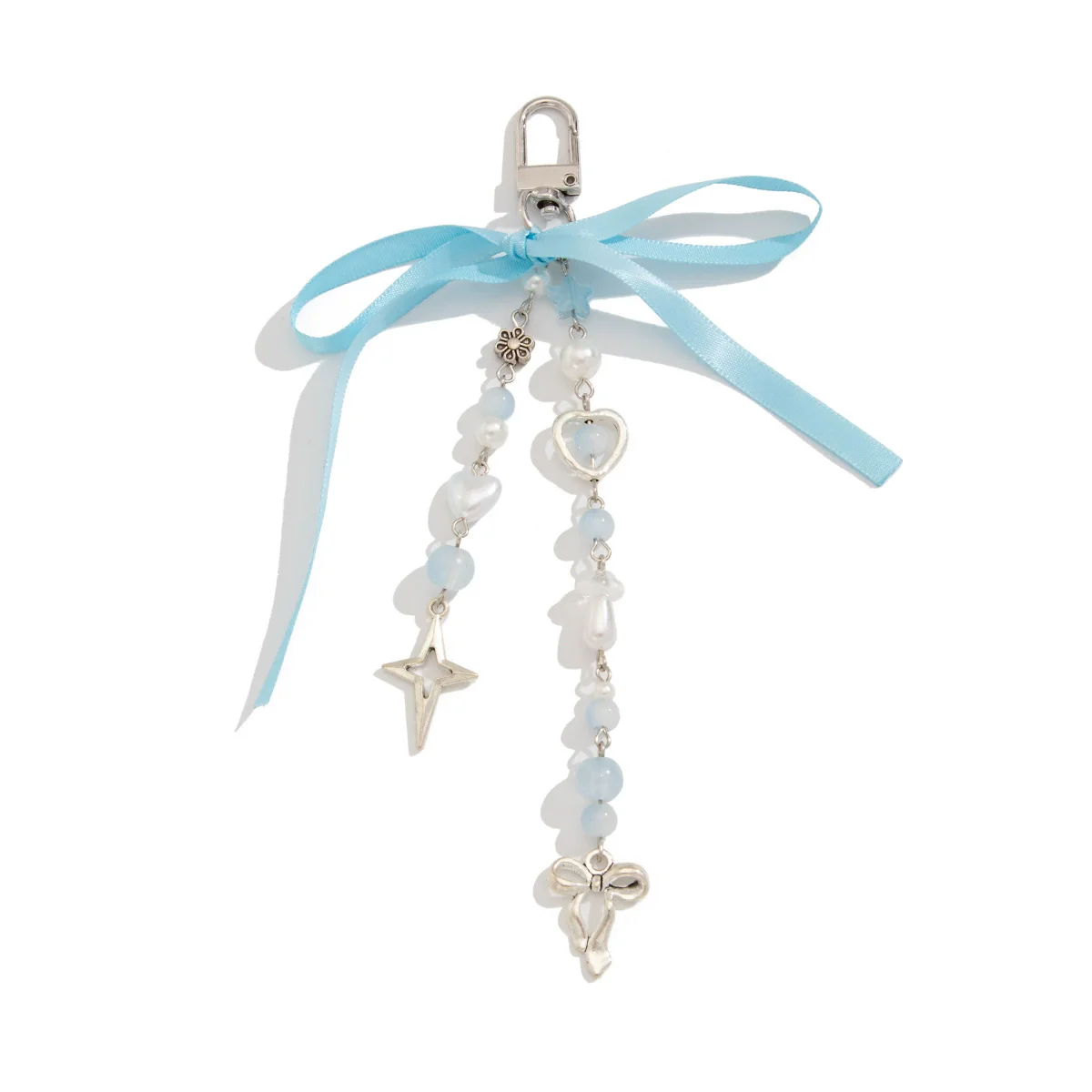 Jewelry Peach Heart Alloy Acrylic Imitation Pearls Chalcedony Webbing Handmade Pendant - Image 5