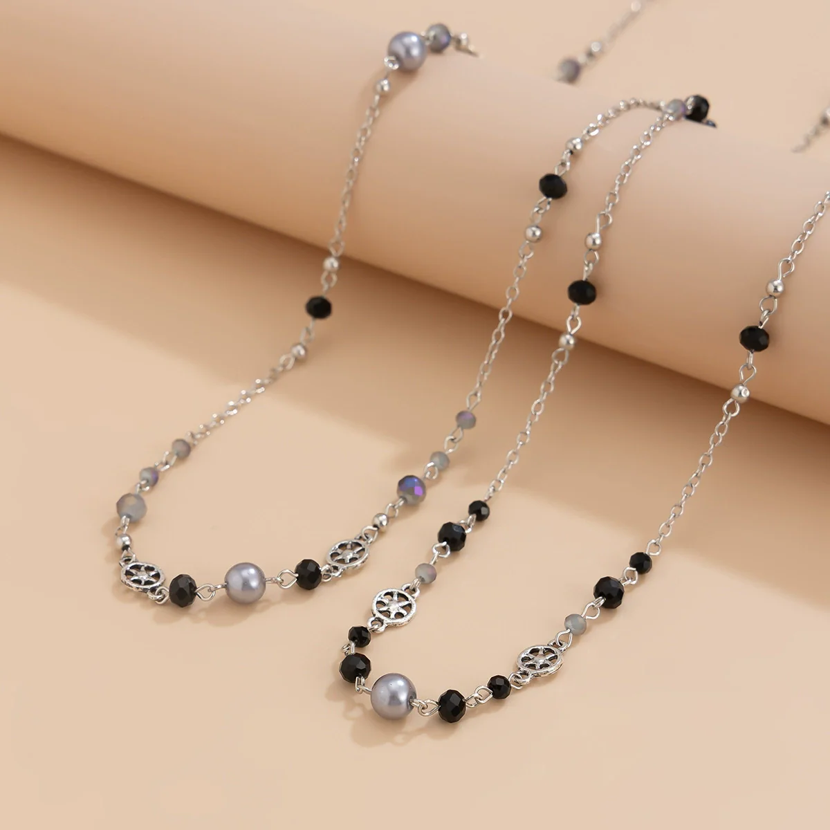 Jewelry Pearl Beaded Alloy Clavicle Chain Set U Shape Electroplating - Image 4