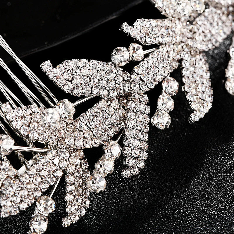 Jewelry Pearl Claw Chain Comb Leaf Shape Flower Style Electroplated Women's Bridal Hair Headdress - Image 4