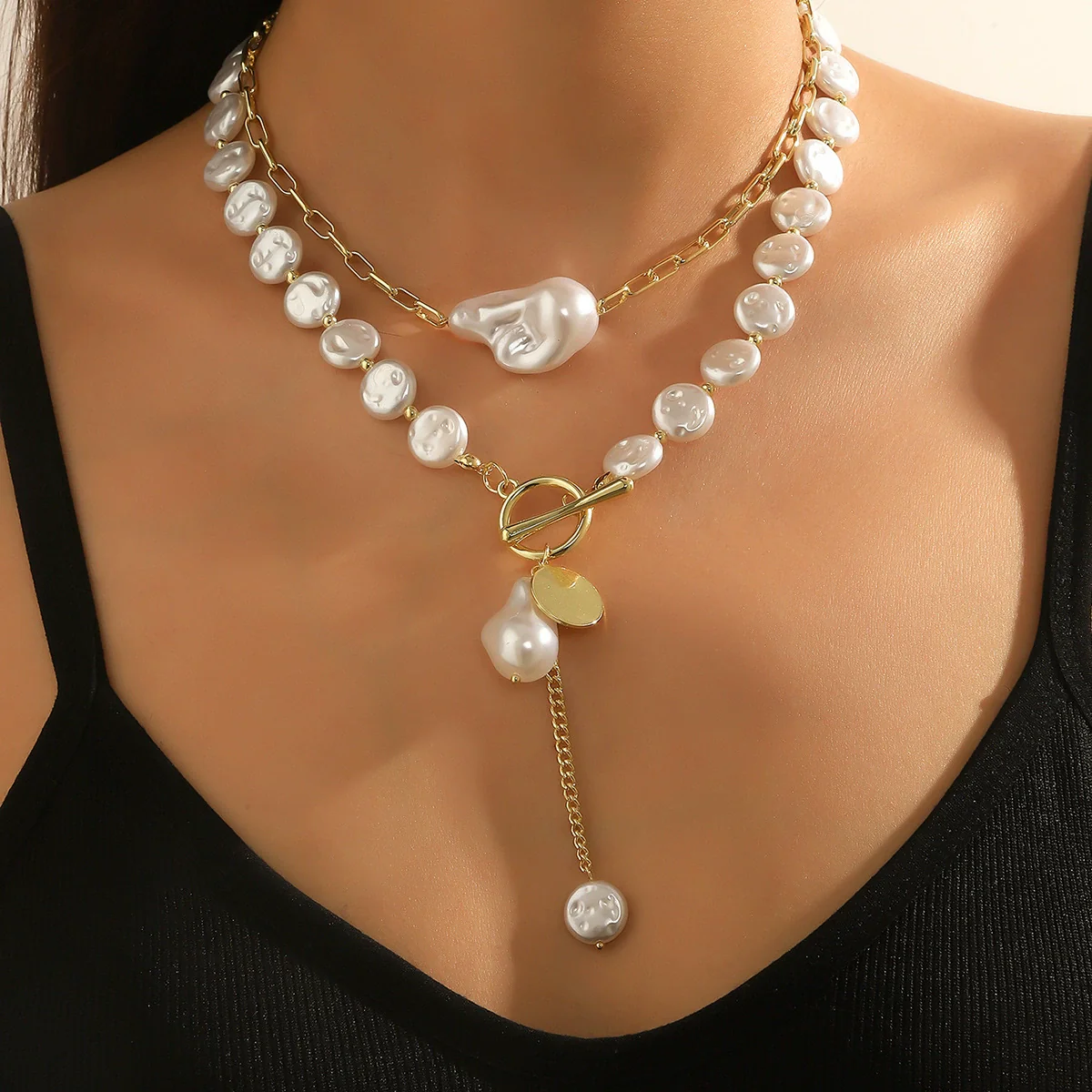 Jewelry Pearl Long Yshaped Necklace Geometric Twisted Chain - Image 4