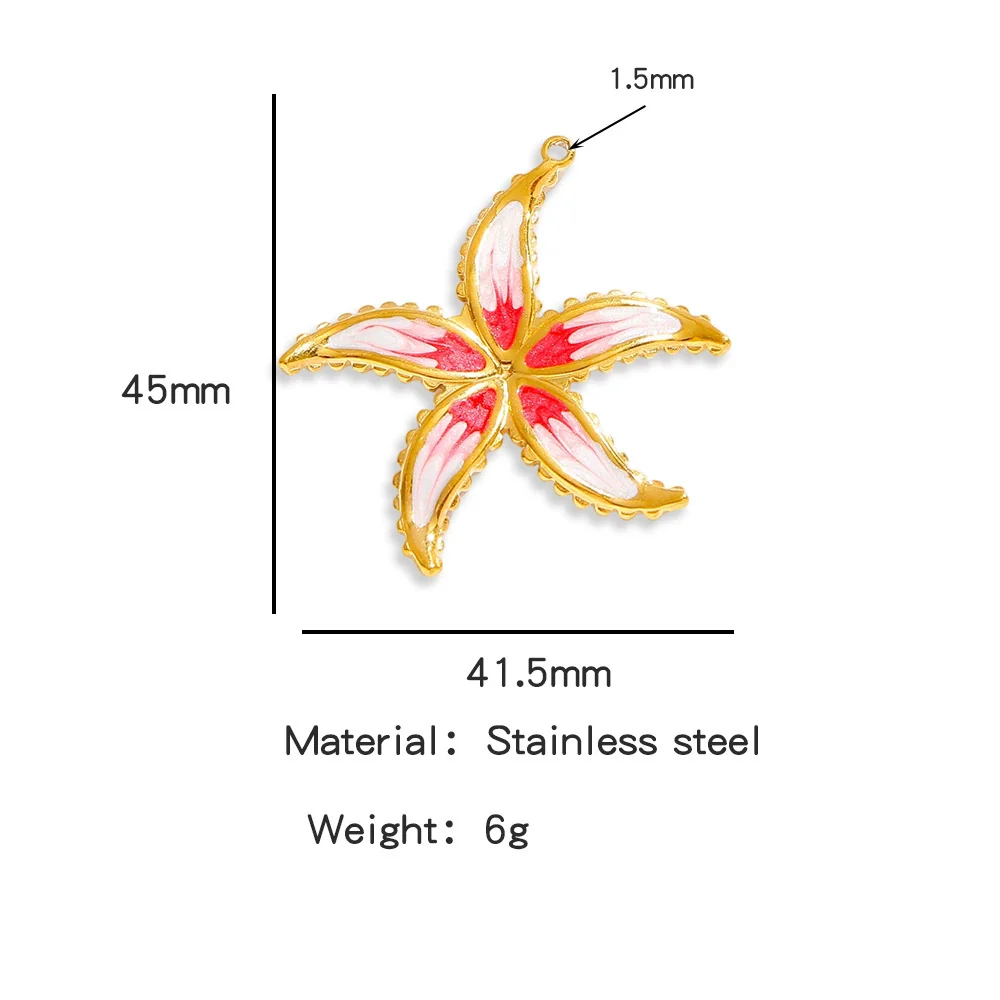 Jewelry Pendant Bracelet Necklace Earrings Starfish Titanium Steel Stainless Steel Dripping Oil - Image 6