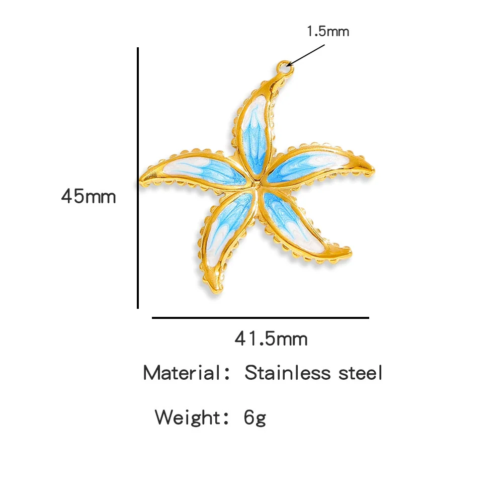 Jewelry Pendant Bracelet Necklace Earrings Starfish Titanium Steel Stainless Steel Dripping Oil - Image 8