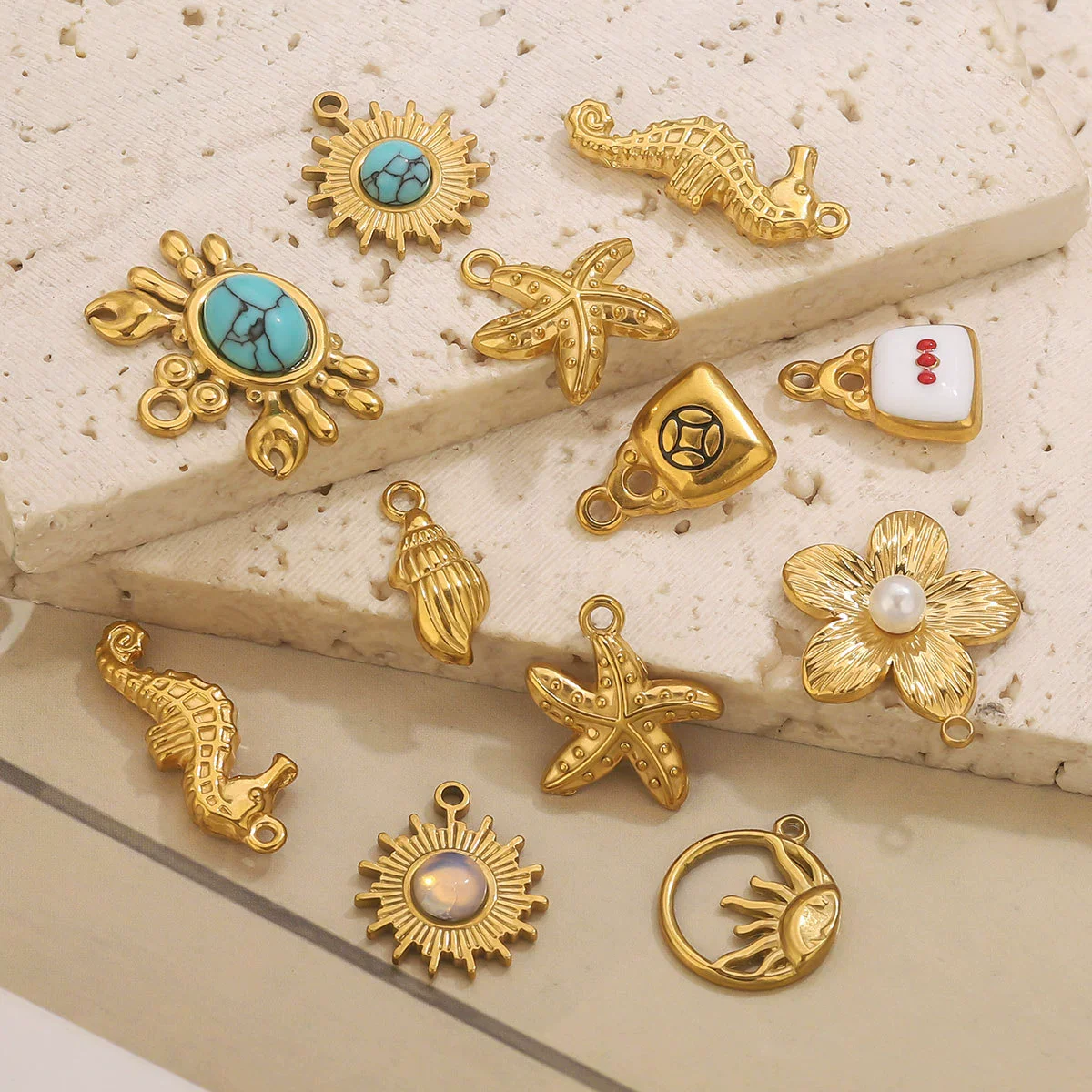 Jewelry Pendant Marine Series Stainless Steel Electroplated Seahorse Crab - Image 4