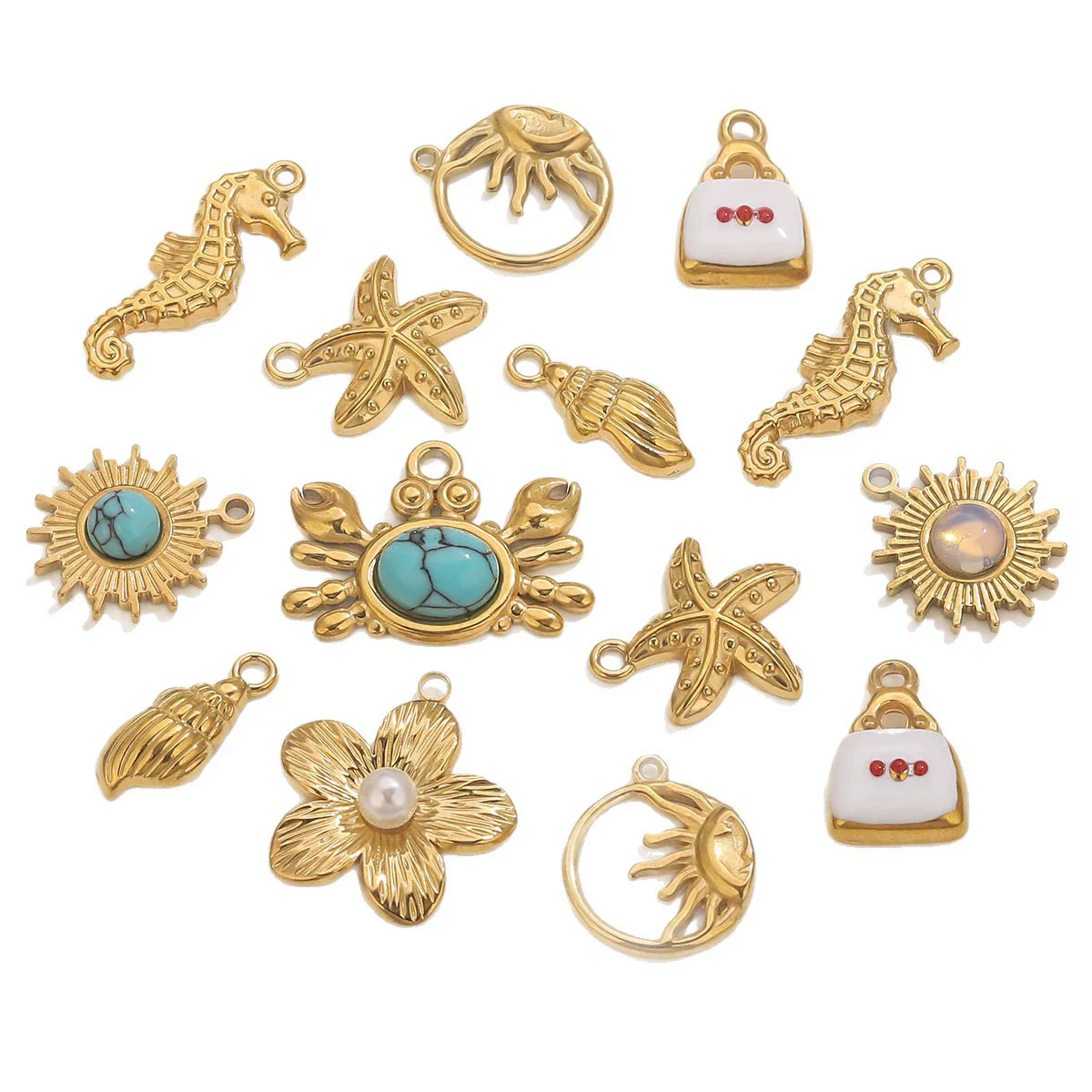 Jewelry Pendant Marine Series Stainless Steel Electroplated Seahorse Crab - Image 5
