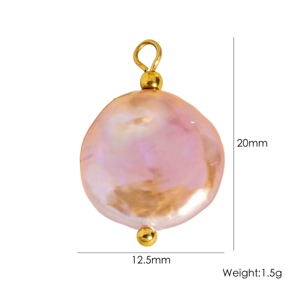 Jewelry Pendant Natural Stone Pearl Stainless Steel Geometric Electroplated Handmade - Image 7