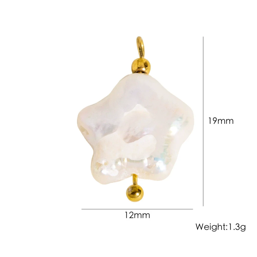 Jewelry Pendant Natural Stone Pearl Stainless Steel Geometric Electroplated Handmade - Image 8