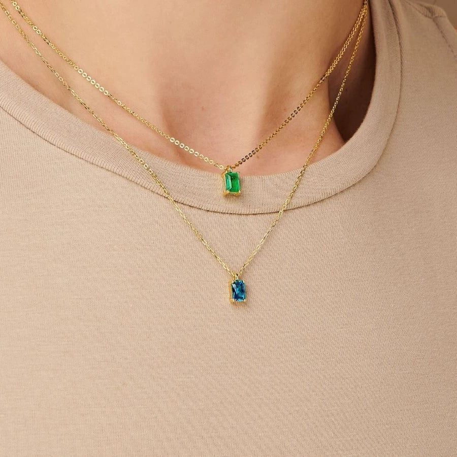 Jewelry Pendant Necklace Women Copper Zircon Geometric Plated 18K Real Gold Color Retaining - Image 4