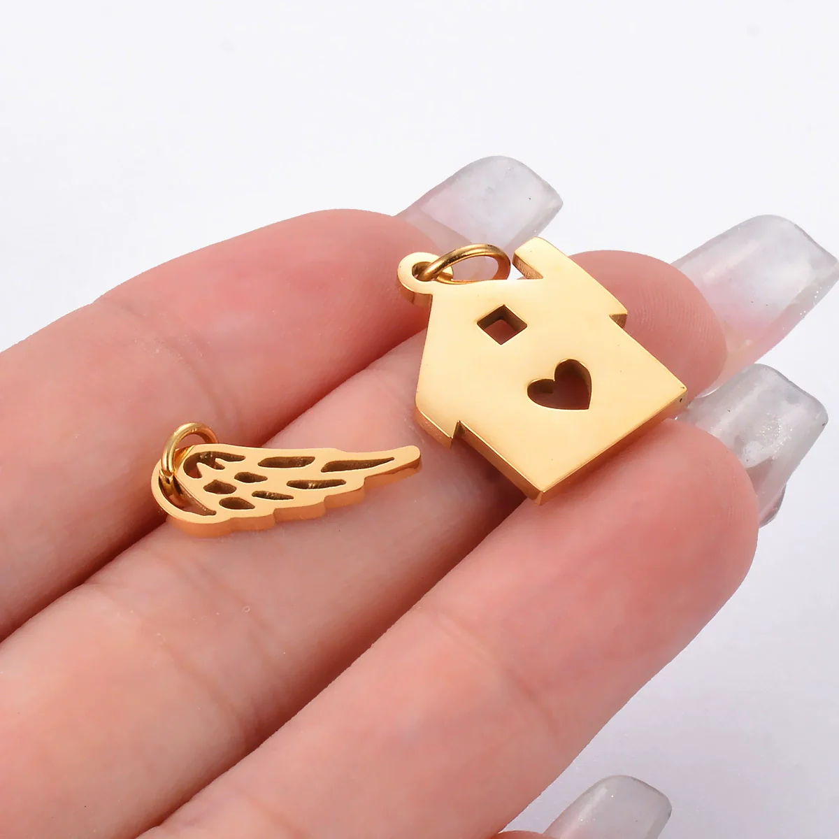 Jewelry Pendant Stainless Steel Heart House Cut Out Wings Polished Electroplated - Image 2