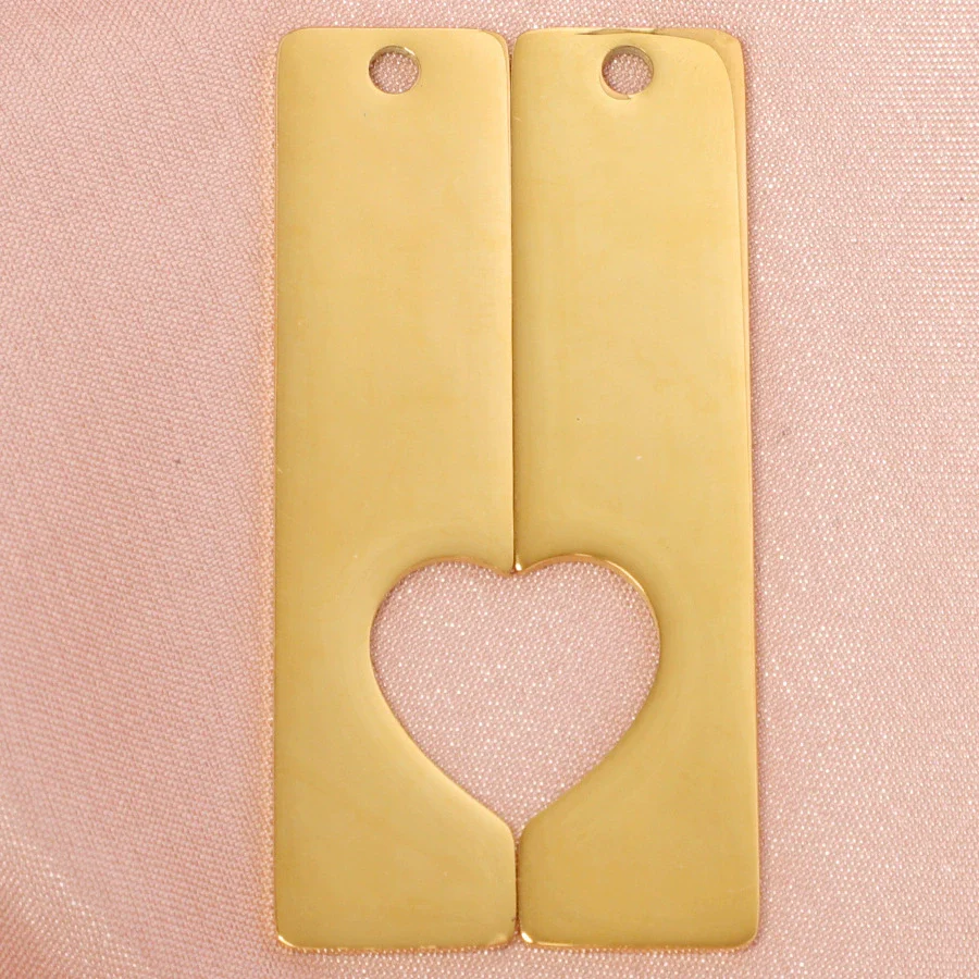 Jewelry Pendant Stainless Steel Hollow Half Heart Shape Smooth Geometric Electroplated For Couples - Image 7