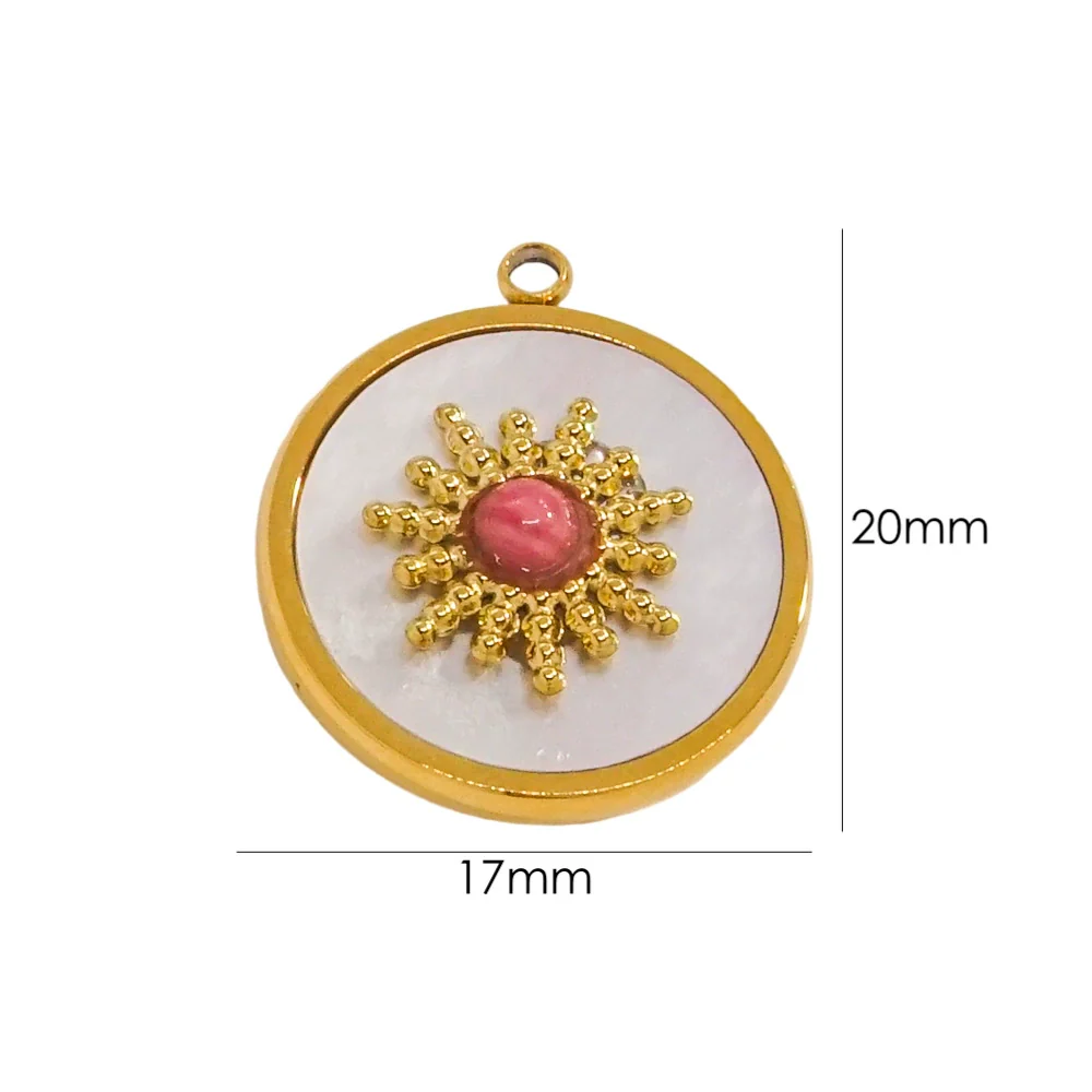 Jewelry Pendant Stainless Steel Inlaid Shell Natural Stone Retro Mang Star Round - Image 10