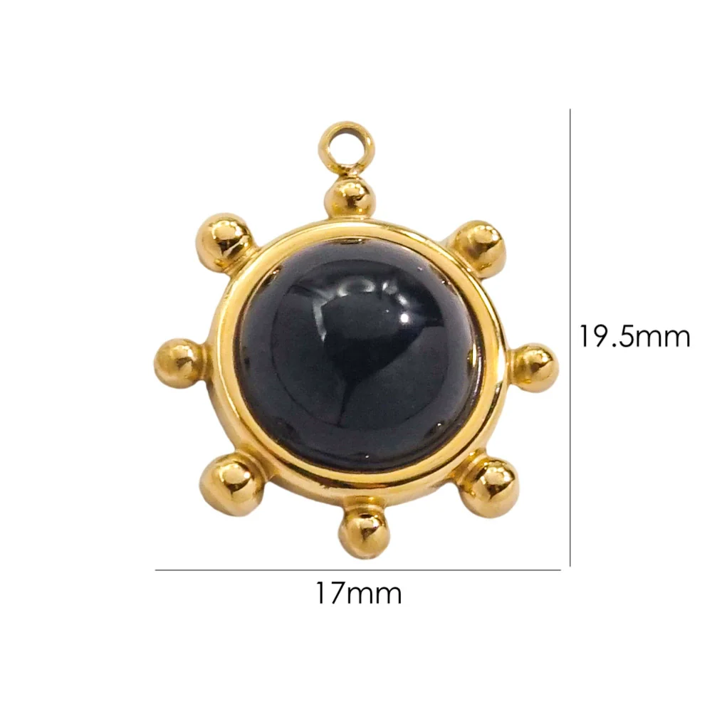 Jewelry Pendant Stainless Steel Natural Stone Inlay Retro Style Accessories - Image 10