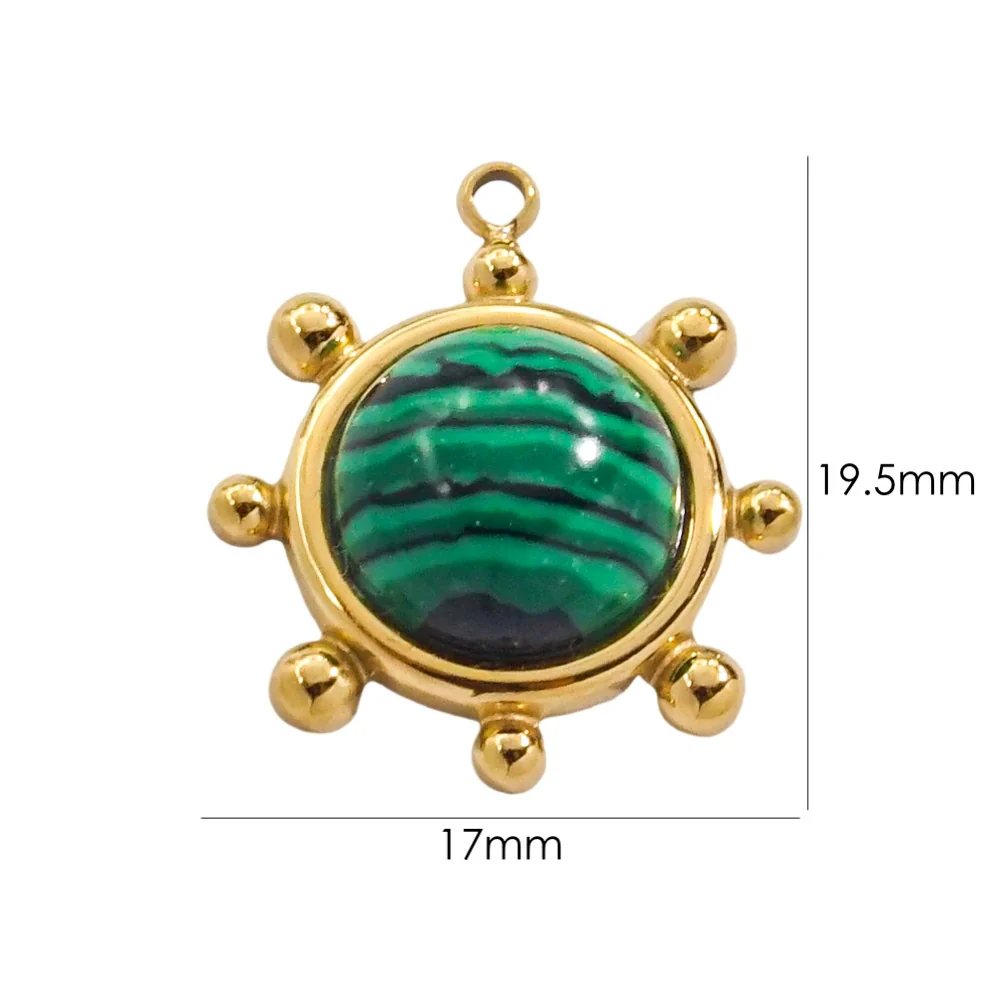 Jewelry Pendant Stainless Steel Natural Stone Inlay Retro Style Accessories - Image 6