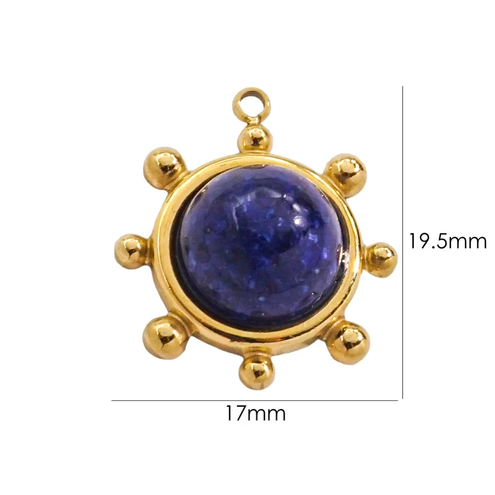 Jewelry Pendant Stainless Steel Natural Stone Inlay Retro Style Accessories - Image 8