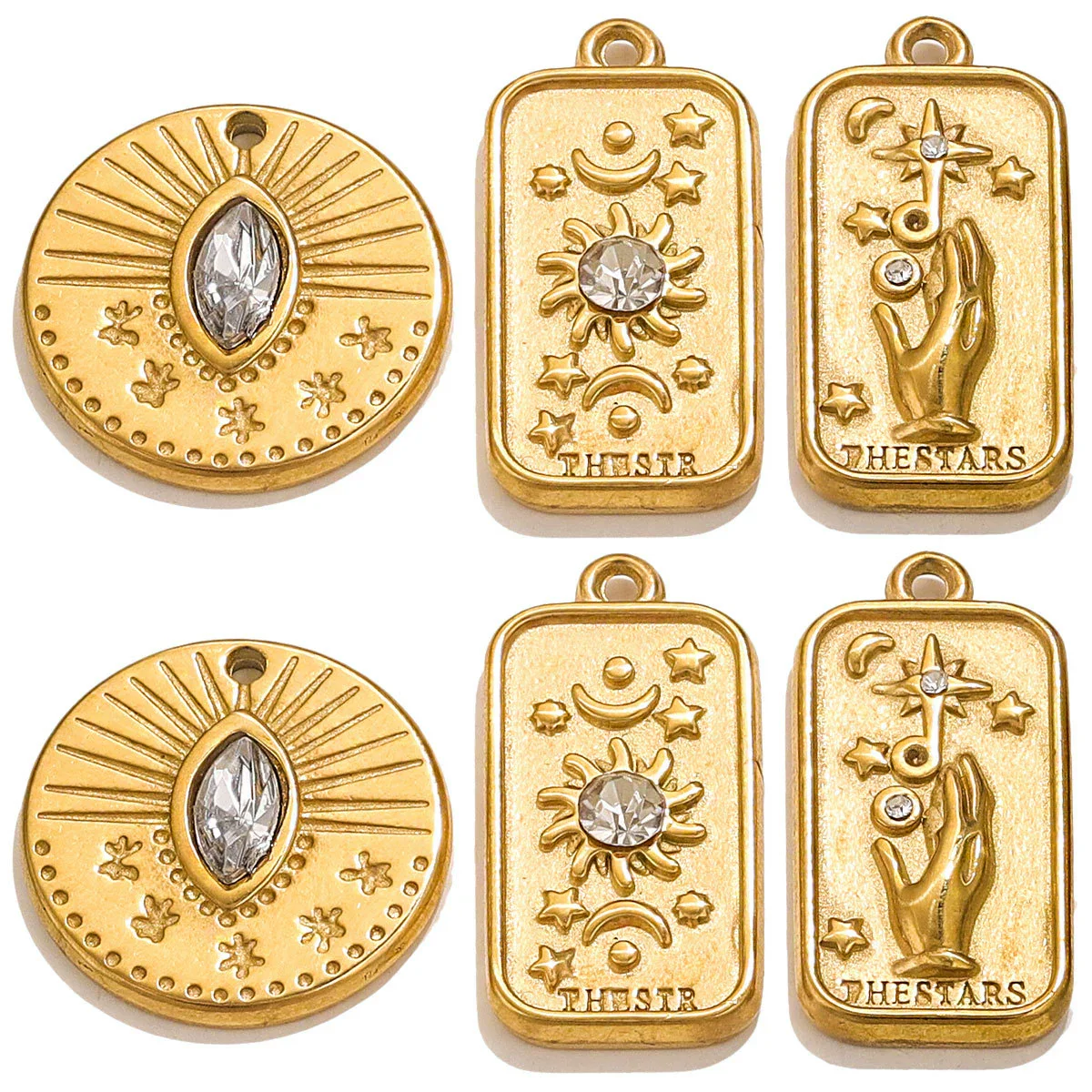 Jewelry Pendant Stainless Steel Tarot 3D Relief Fish Pattern Diamond Encrusted Electroplating