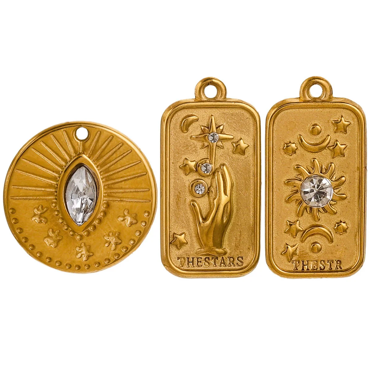 Jewelry Pendant Stainless Steel Tarot 3D Relief Fish Pattern Diamond Encrusted Electroplating - Image 2