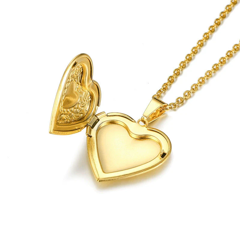 Jewelry Photo Box Stainless Steel Heart Shaped Pendant - Image 3