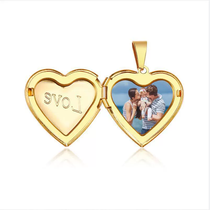 Jewelry Photo Box Stainless Steel Heart Shaped Pendant - Image 6