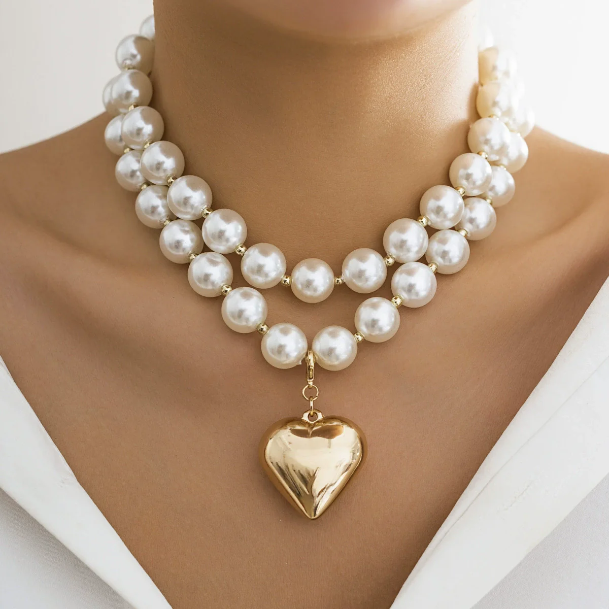 Jewelry Plastic Geometric Beads Punk Collar Clavicle Chain Necklace For Women Electroplated - Image 10