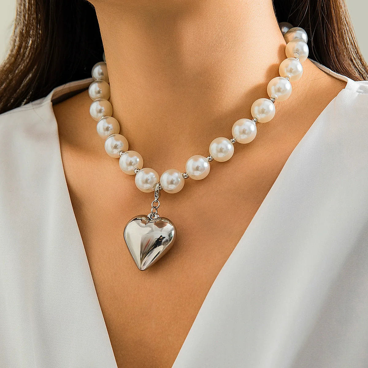 Jewelry Plastic Geometric Beads Punk Collar Clavicle Chain Necklace For Women Electroplated - Image 14