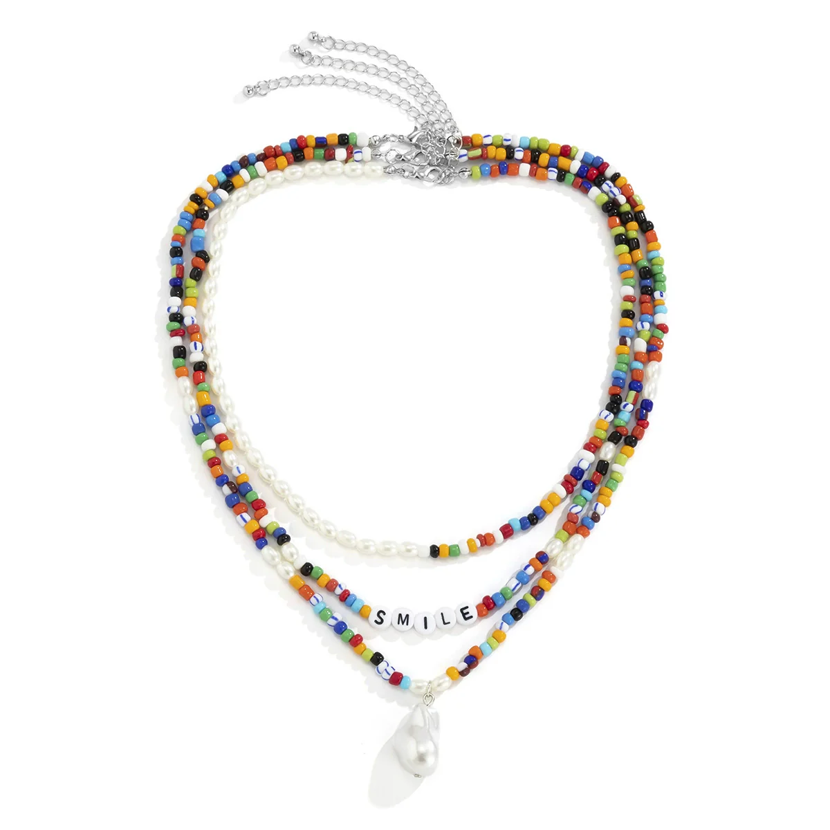 Jewelry Plastic Resin Acrylic Bohemian Style Specialshaped Letter Multilayer Stacked Dripping Oil Men's Necklace - Image 5