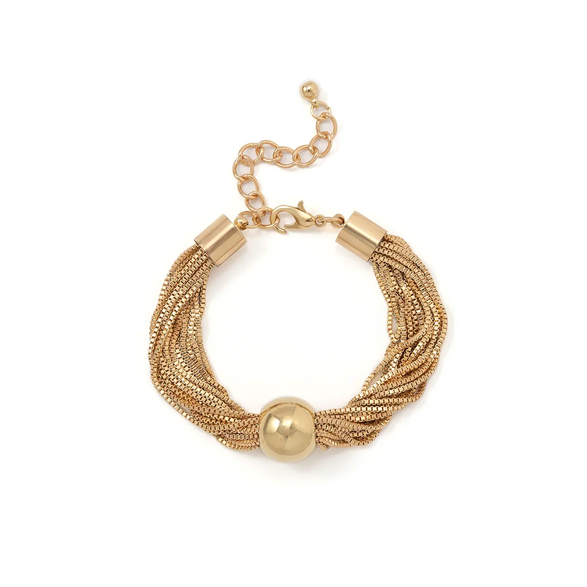 Jewelry Plastic Resin Geometric Ball Multilayer Chain Stacking Necklace Electroplating Punk Style For Women - Image 5