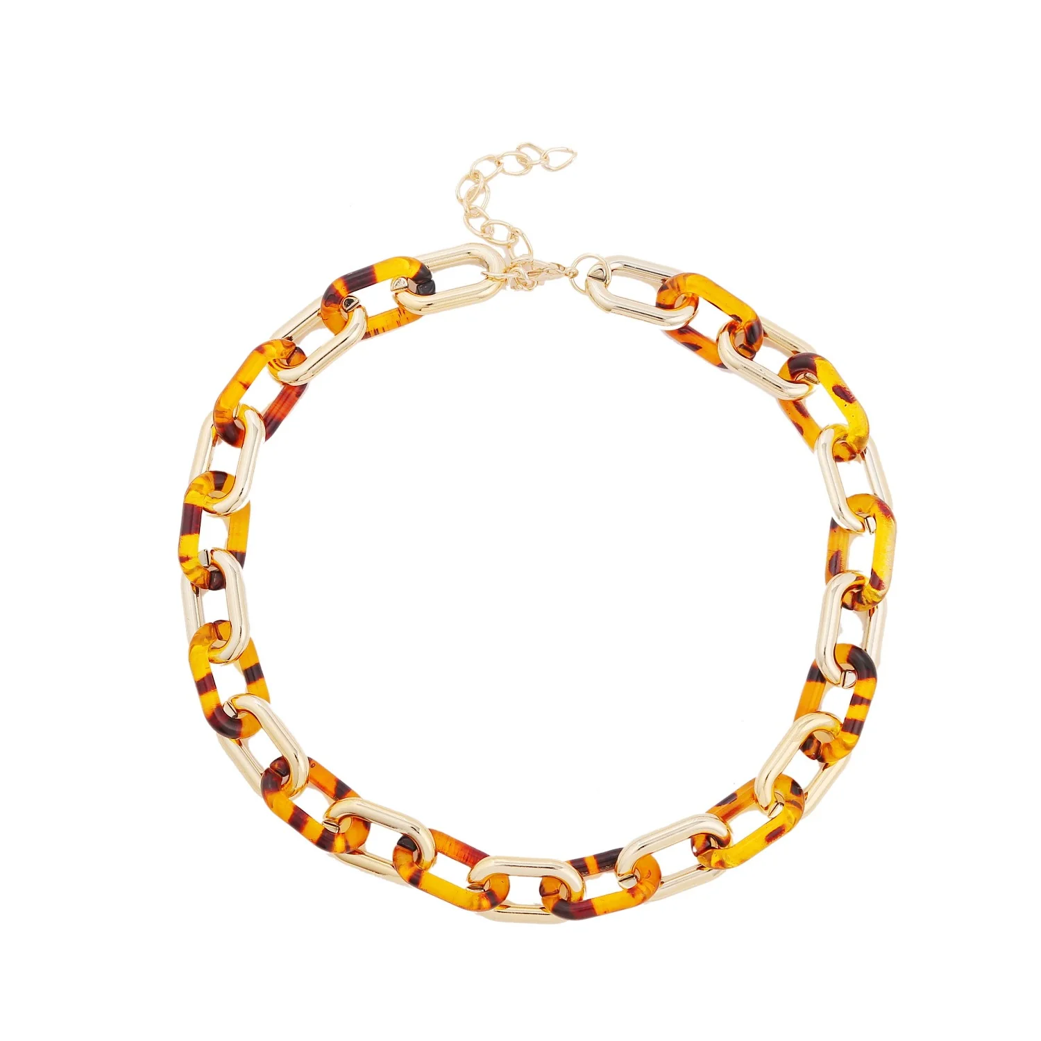 Jewelry Plastic Resin Geometric Box Chain Clavicle Necklace For Women Electroplated - Image 6