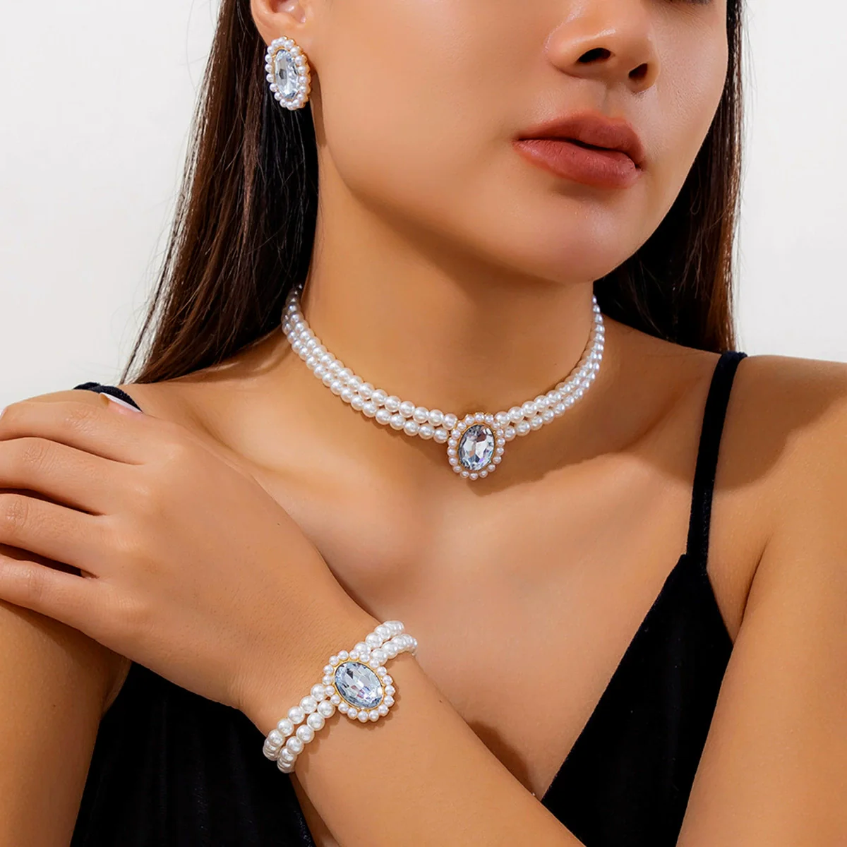 Jewelry Plastic Resin Geometric Multi Layer Imitation Pearl Ball Chain Necklace For Women - Image 11