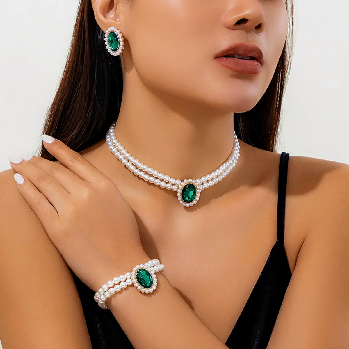 Jewelry Plastic Resin Geometric Multi Layer Imitation Pearl Ball Chain Necklace For Women - Image 12