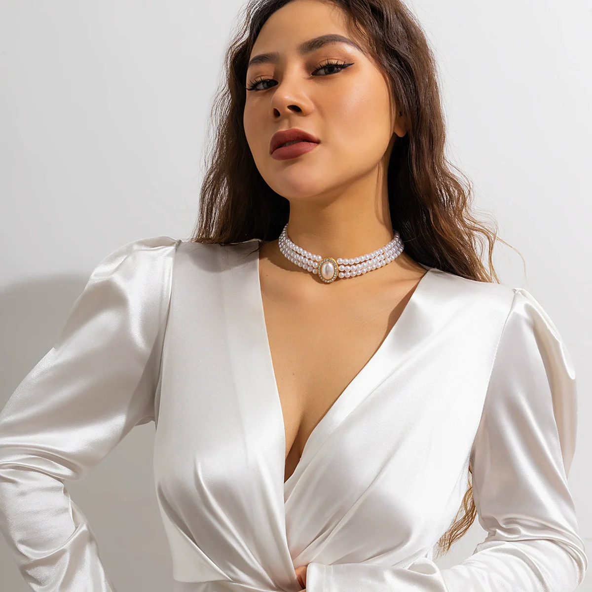 Jewelry Plastic Resin Geometric Multi Layer Imitation Pearl Ball Chain Necklace For Women - Image 14