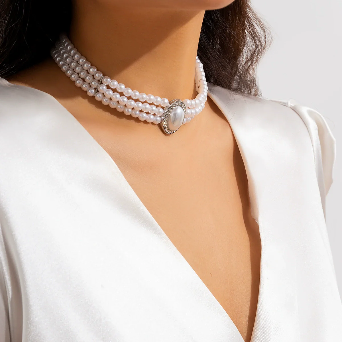 Jewelry Plastic Resin Geometric Multi Layer Imitation Pearl Ball Chain Necklace For Women - Image 15