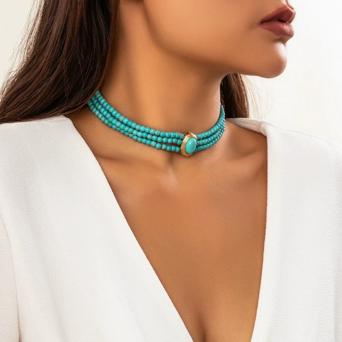 Jewelry Plastic Resin Geometric Multi Layer Imitation Pearl Ball Chain Necklace For Women - Image 17