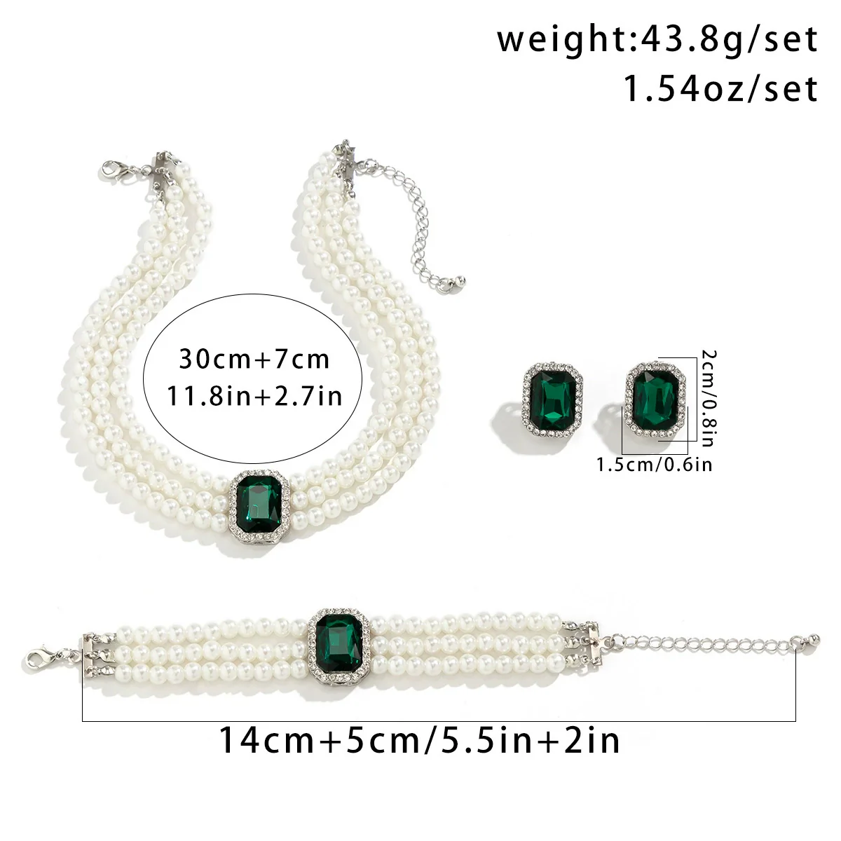 Jewelry Plastic Resin Geometric Multi Layer Imitation Pearl Ball Chain Necklace For Women - Image 5