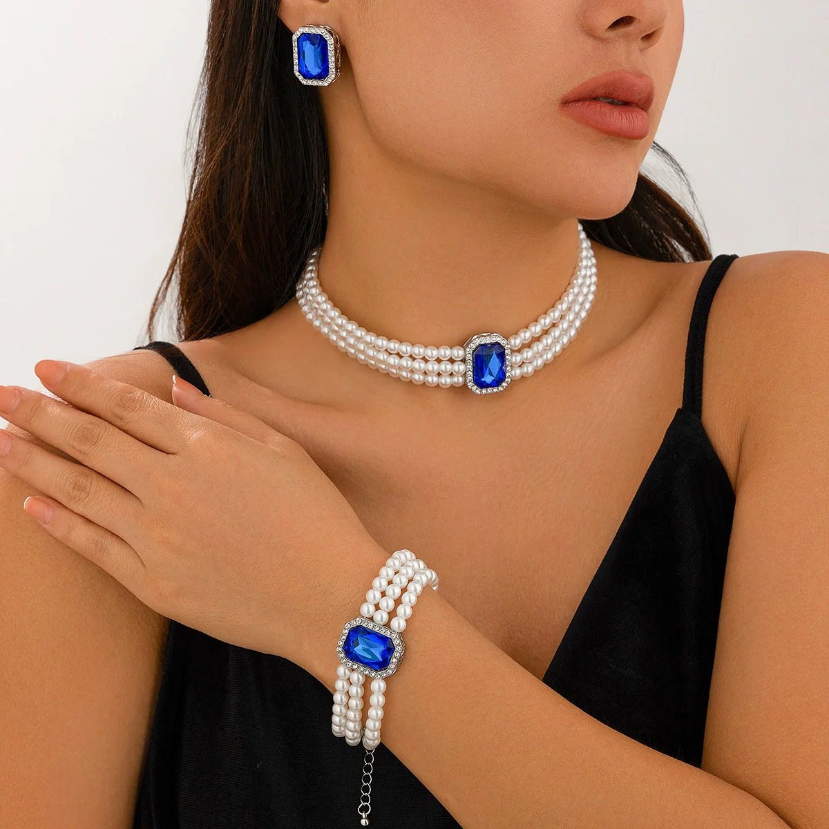 Jewelry Plastic Resin Geometric Multi Layer Imitation Pearl Ball Chain Necklace For Women - Image 9