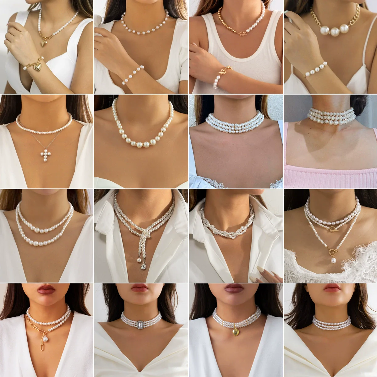 Jewelry Plastic Resin Heart Shaped Ball Chain Clavicle Necklace With Artificial Crystal Pendant Electroplating Style