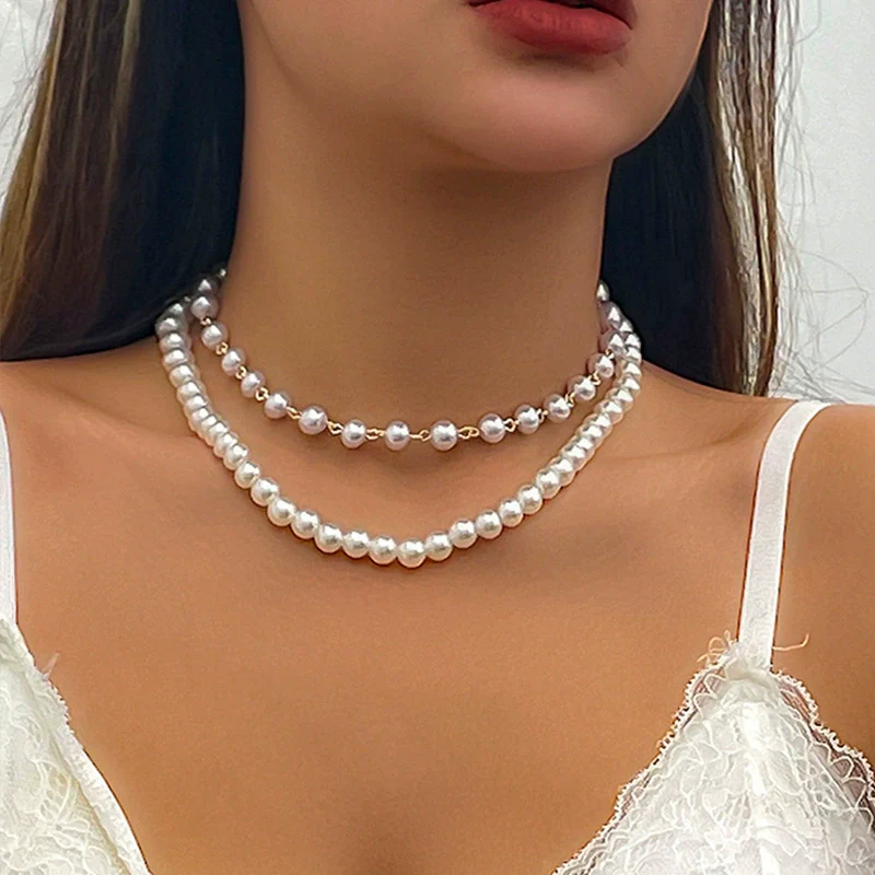 Jewelry Plastic Resin Heart Shaped Ball Chain Clavicle Necklace With Artificial Crystal Pendant Electroplating Style - Image 9