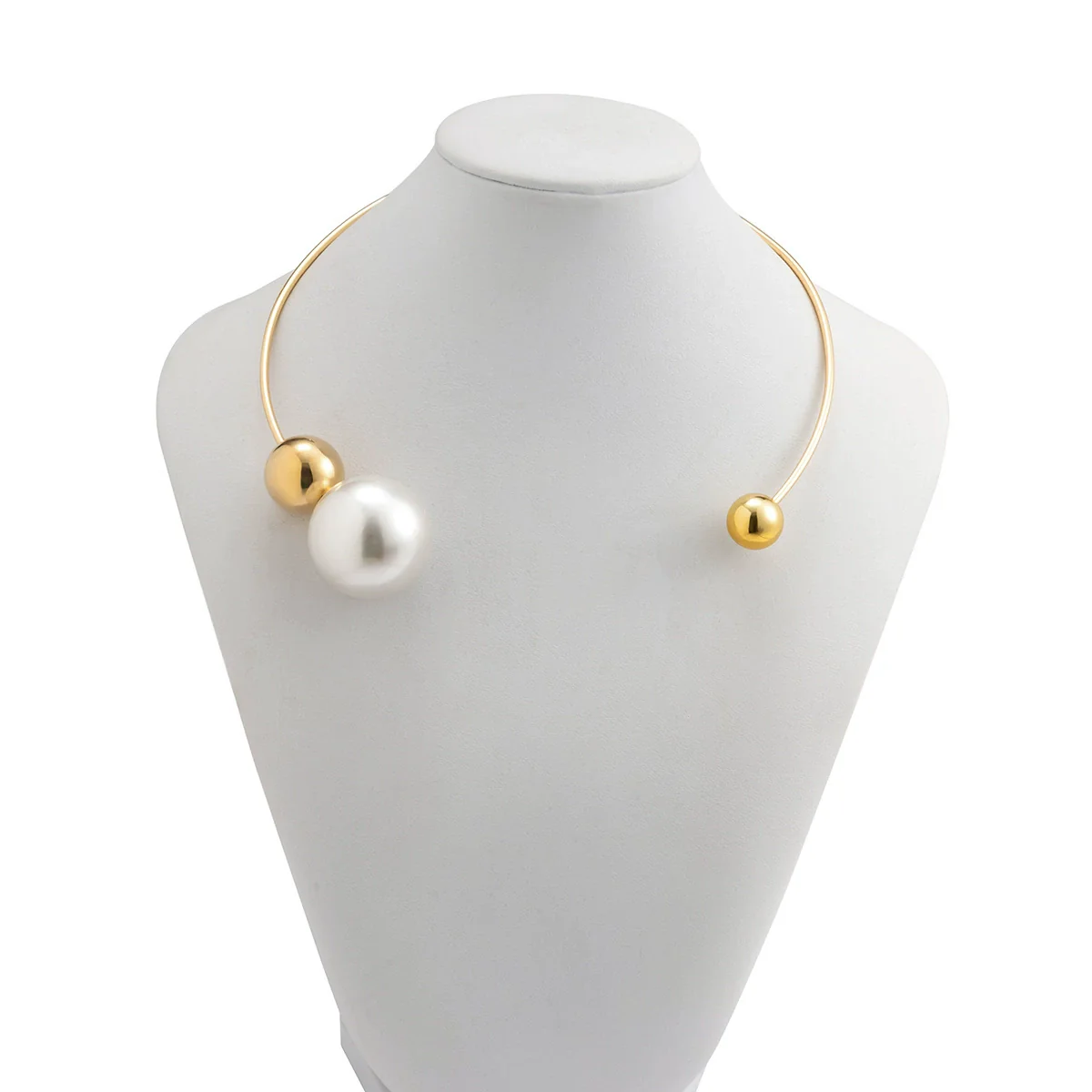 Jewelry Plastic Resin Imitation Pearl Geometric Circle Electroplating Women's Necklace Ring Collar - Image 5