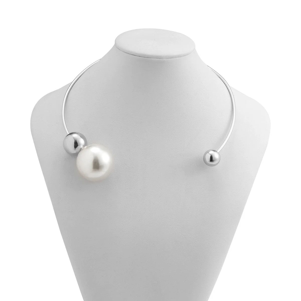 Jewelry Plastic Resin Imitation Pearl Geometric Circle Electroplating Women's Necklace Ring Collar - Image 7