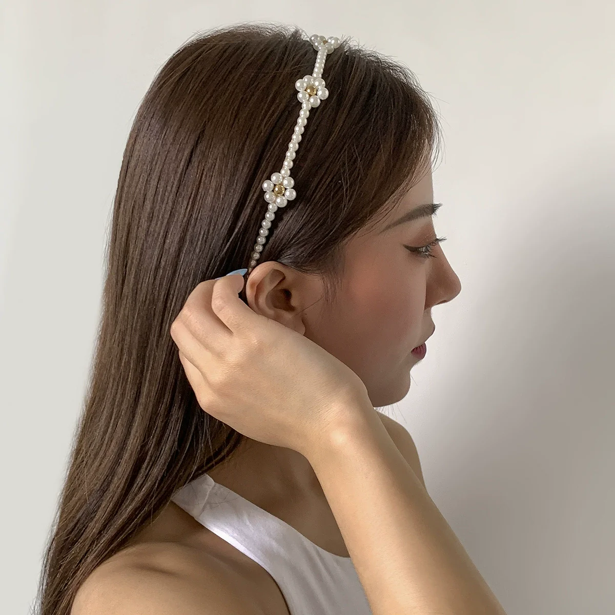 Jewelry Plastic Resin Pastoral Daisy Woven Hairband For Women - Image 3