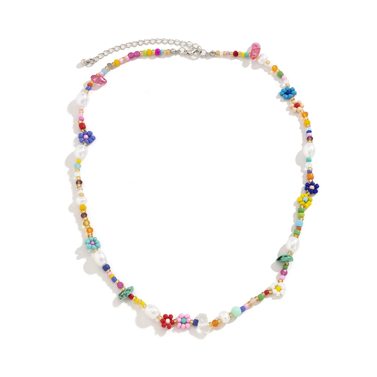 Jewelry Plastic Resin Simple Rice Bead Braided Imitation Pearl Geometric Handmade Women's Necklace - Image 3
