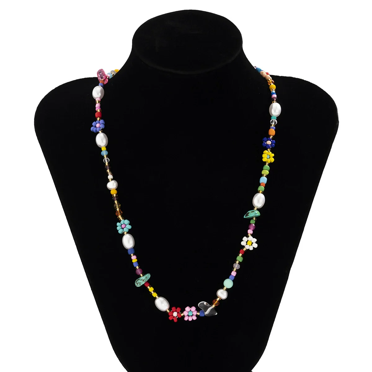 Jewelry Plastic Resin Simple Rice Bead Braided Imitation Pearl Geometric Handmade Women's Necklace - Image 5