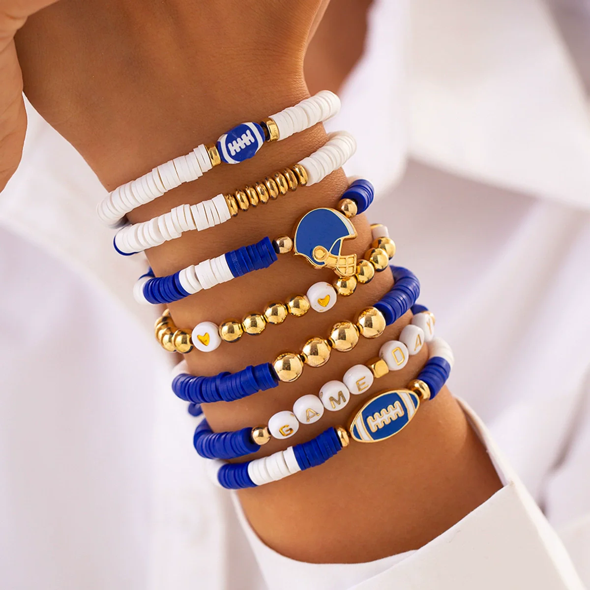 Jewelry Polymer Clay Acrylic Alloy Dripping Oil Beaded Bracelet With Crown Letters Numbers Text Pendant For Women - Image 12
