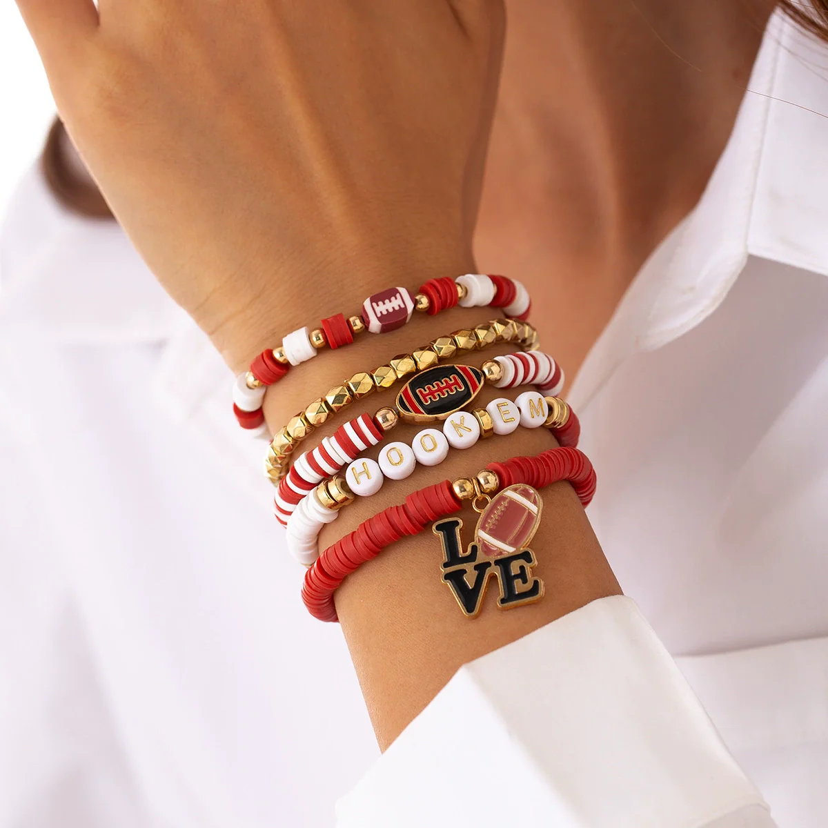 Jewelry Polymer Clay Acrylic Alloy Dripping Oil Beaded Bracelet With Crown Letters Numbers Text Pendant For Women - Image 6