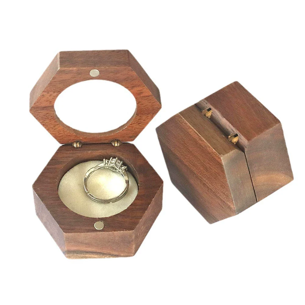 Jewelry Portable Storage Box Wooden Hexagonal Mini Jewelry Box For Necklace Earrings Ring - Image 4