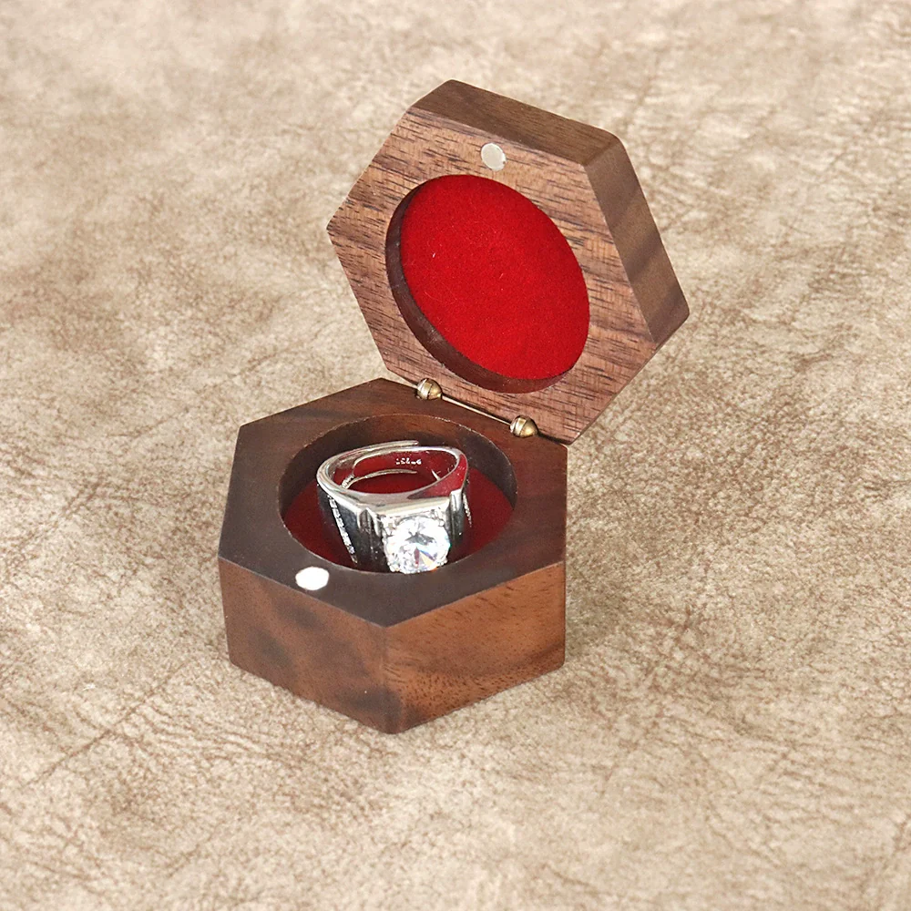 Jewelry Portable Storage Box Wooden Hexagonal Mini Jewelry Box For Necklace Earrings Ring - Image 6