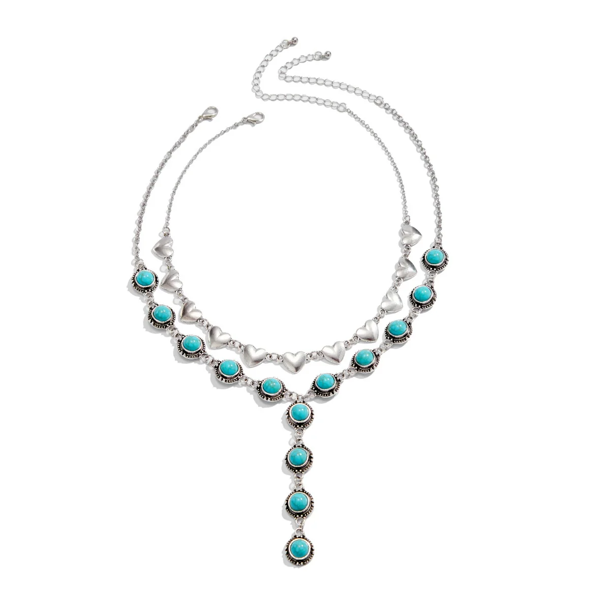 Jewelry Punk Alloy Imitation Turquoise Animal Zodiac Geometric Pendant Necklace With Iron Chain Electroplating - Image 5