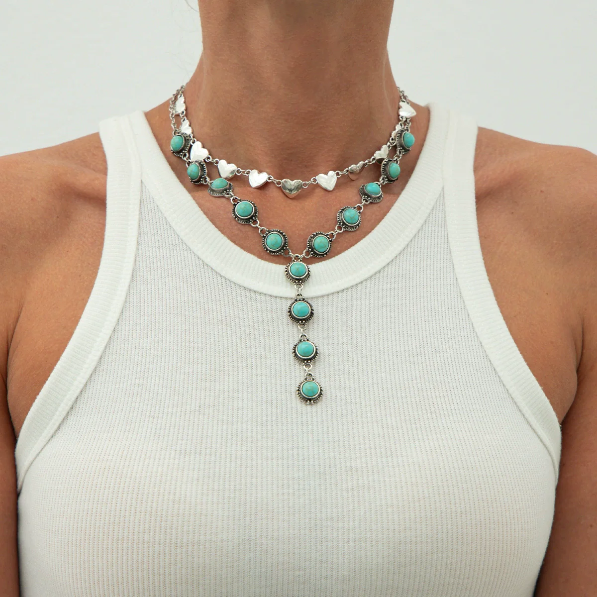 Jewelry Punk Alloy Imitation Turquoise Animal Zodiac Geometric Pendant Necklace With Iron Chain Electroplating - Image 6