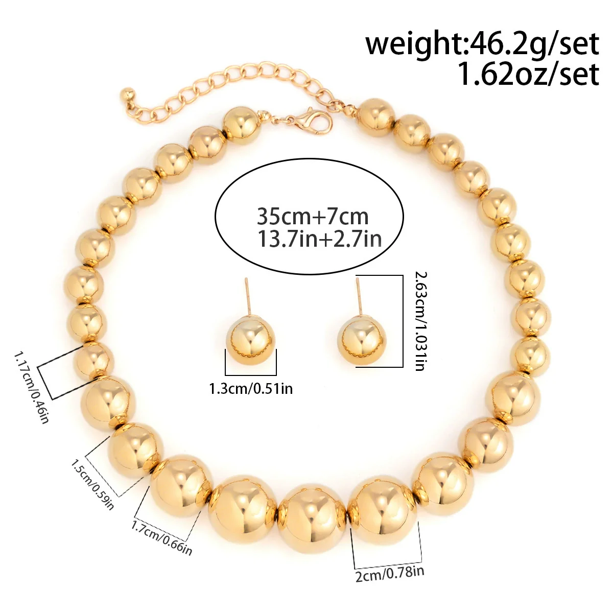 Jewelry Punk Exaggerated Metal Bead Imitation Pearl Necklace Choker With Geometric Pattern And Electroplating Treatment - Image 6