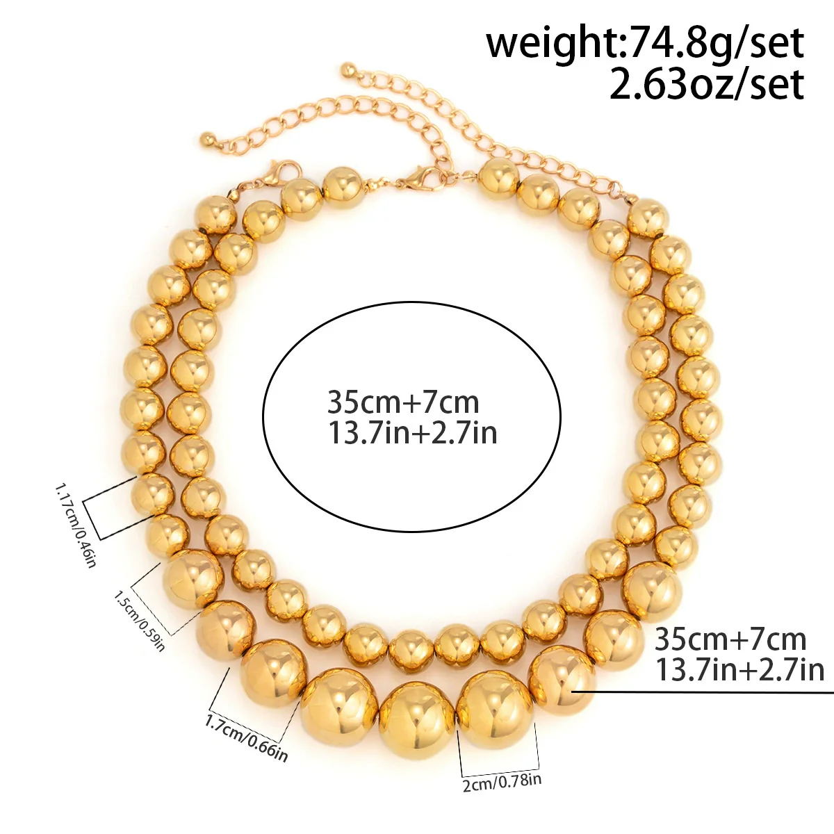 Jewelry Punk Exaggerated Metal Bead Imitation Pearl Necklace Choker With Geometric Pattern And Electroplating Treatment - Image 9