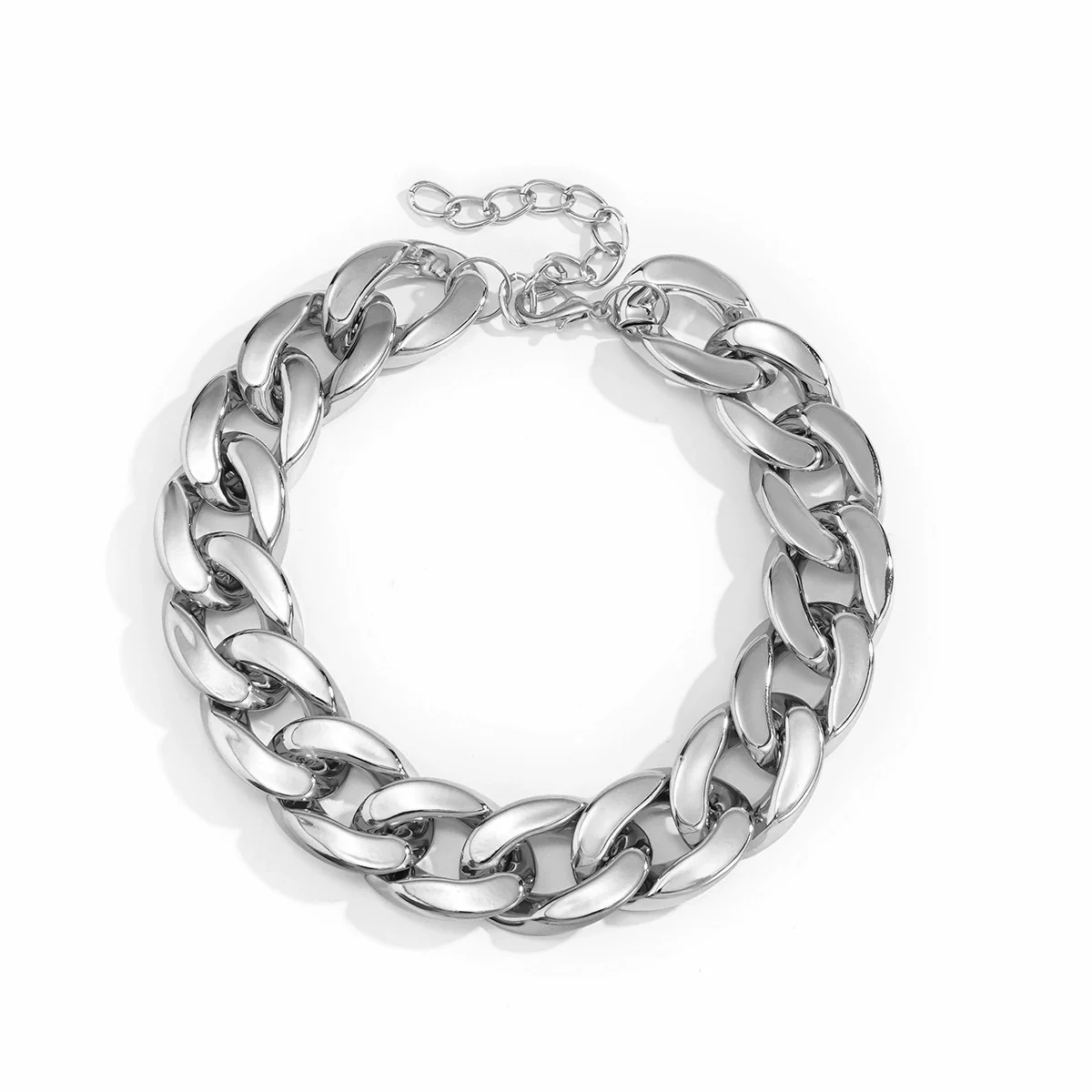 Jewelry Punk Geometric Single Layer Mixed Color Thick Chain Necklace Plastic Plating Aluminum - Image 6
